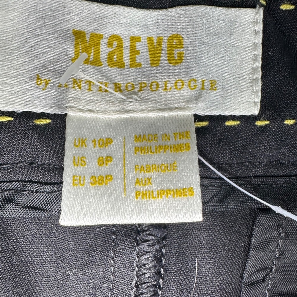 Maeve Anthropologie Womens 6P Black Kick Flare High Rise Trousers Pants Petite - Picture 2 of 9